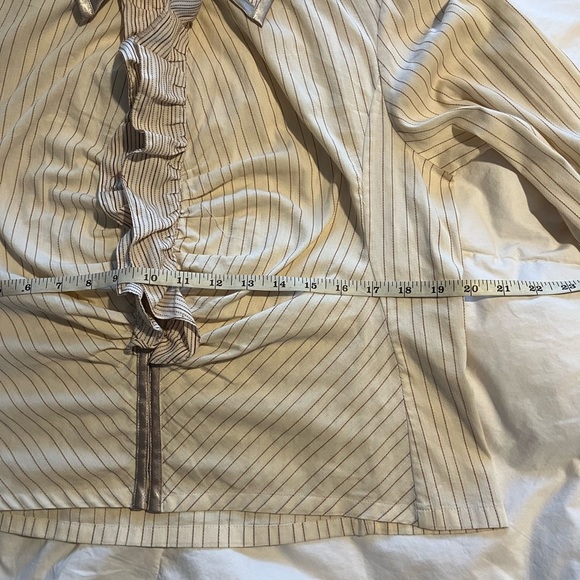 VTG  Pinstripe brown ruffle front hook and loop closing silk edge Ham detail - Picture 11 of 15